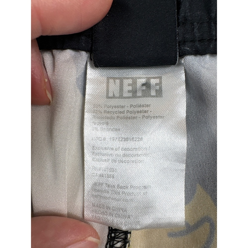 Neff Mens XL Camo Duck Graphic Swim Trunks Gray Black Yellow Drawstring Shorts - Picture 6 of 10